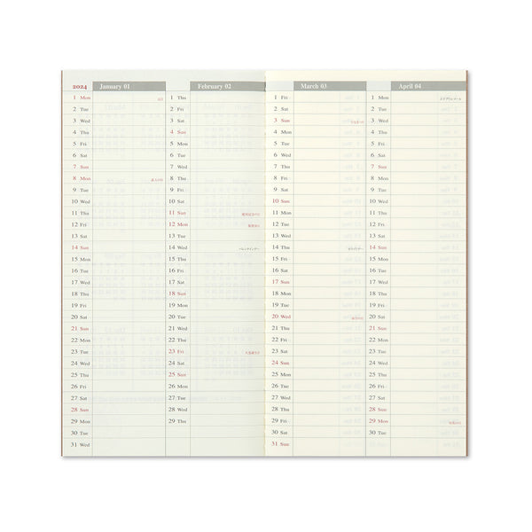 Traveler´s Notebook Kalender 2024 - Ugentlig (vertikal)