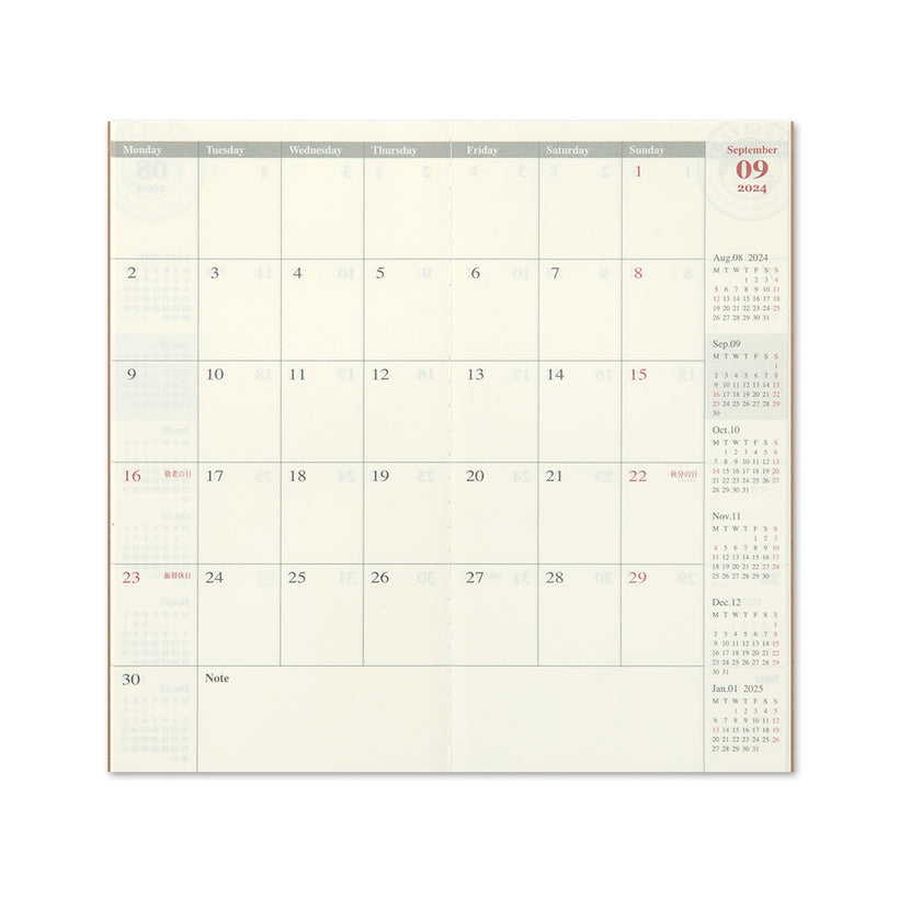 Traveler´s Notebook Kalender 2024 - Månedlig