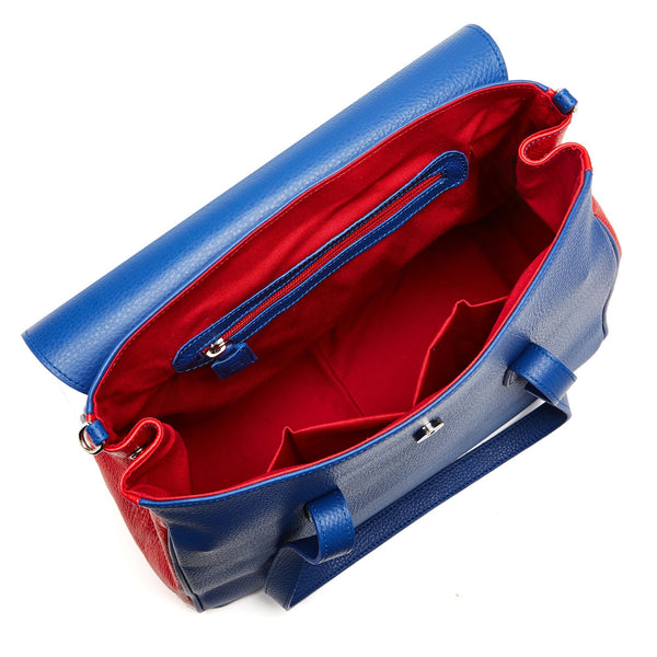 Fabriano Boutique lædertaske CAMILLA blå/rød