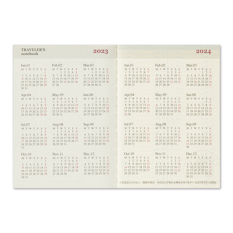 Traveler´s Notebook Kalender 2023 - 2. halvår- Passport Size - Ugentlig