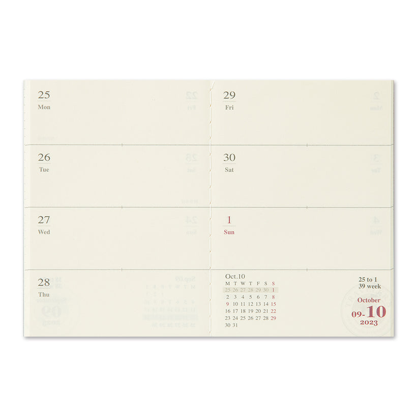 Traveler´s Notebook Kalender 2023 - 2. halvår- Passport Size - Ugentlig